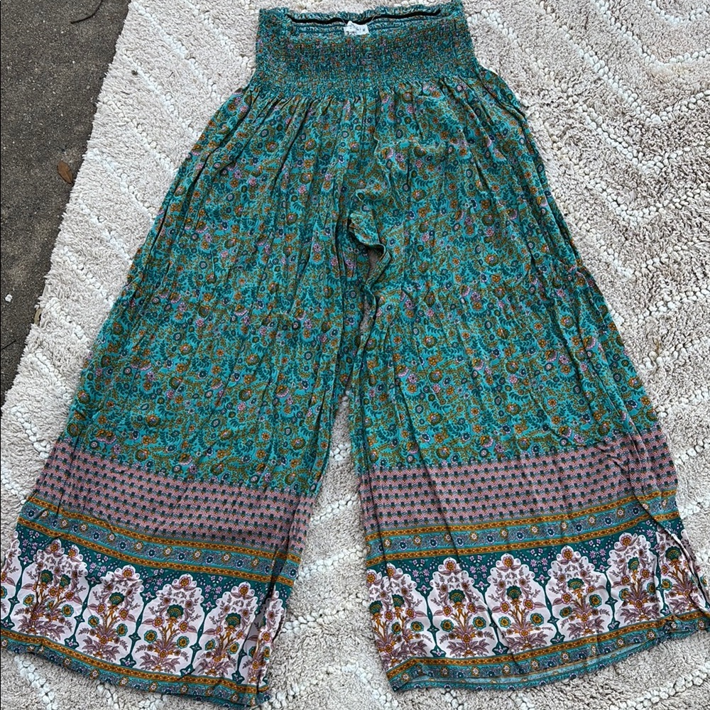 Bohemian Floral Wide-Leg Pants